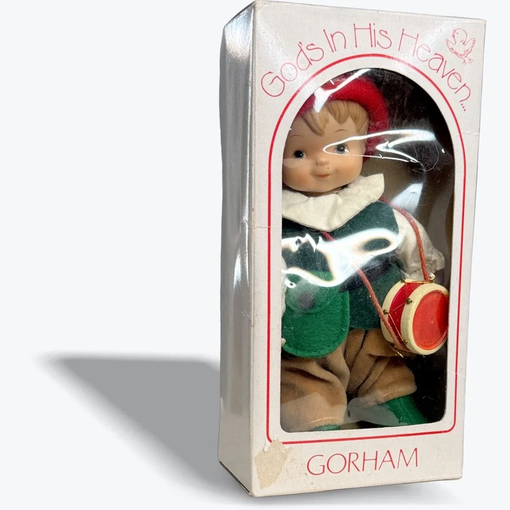 Gorham Gods in His Heaven Boy Drummer Christmas Decor Vintage 1984 German 7 inch